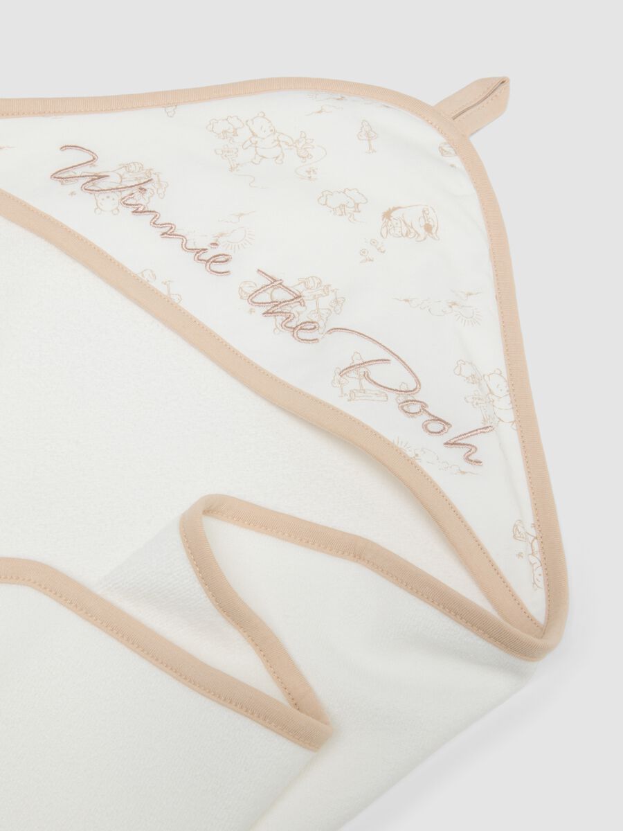 White organic cotton-blend baby hooded towel bathrobe Winnie the Pooh_2