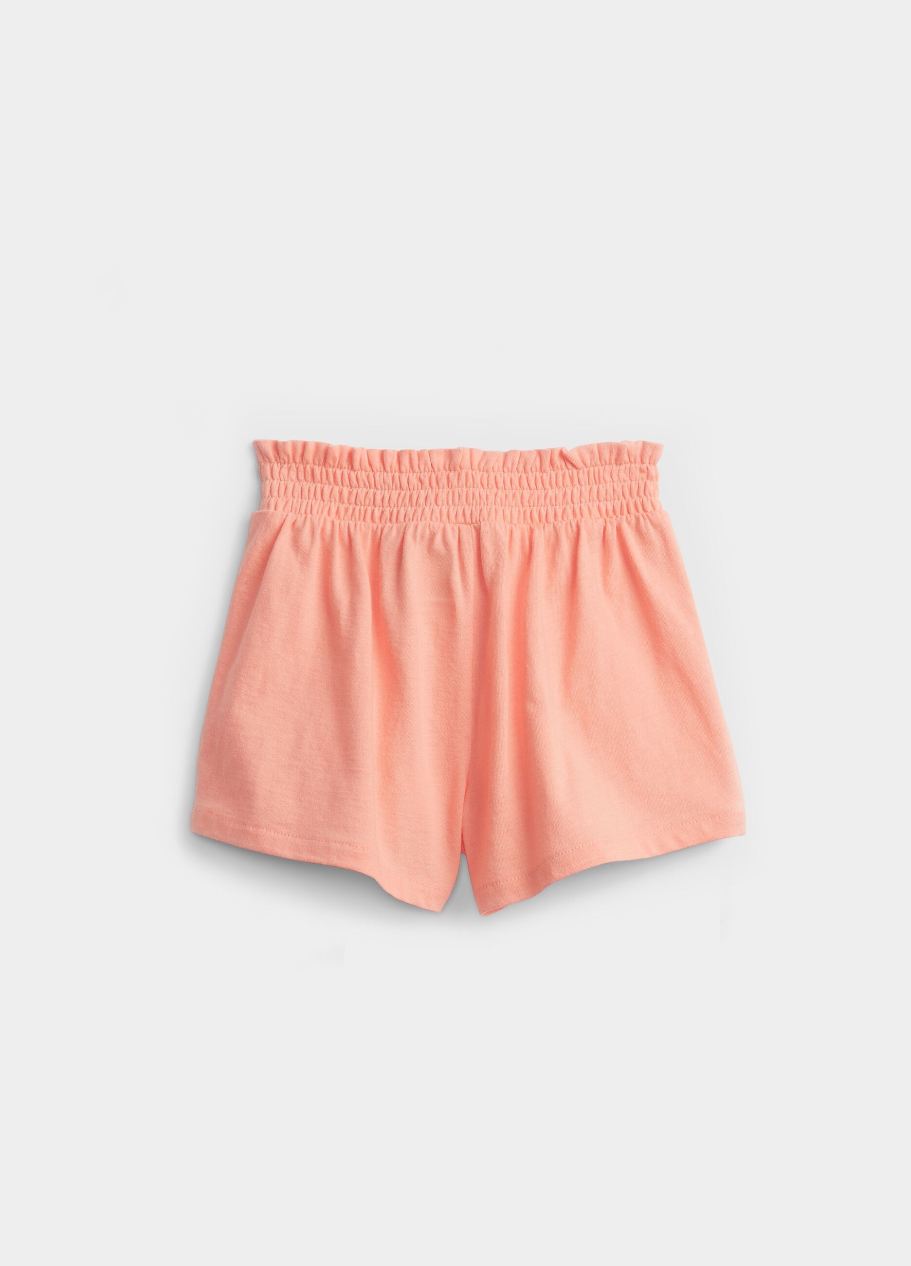 Cotton shorts with smocking