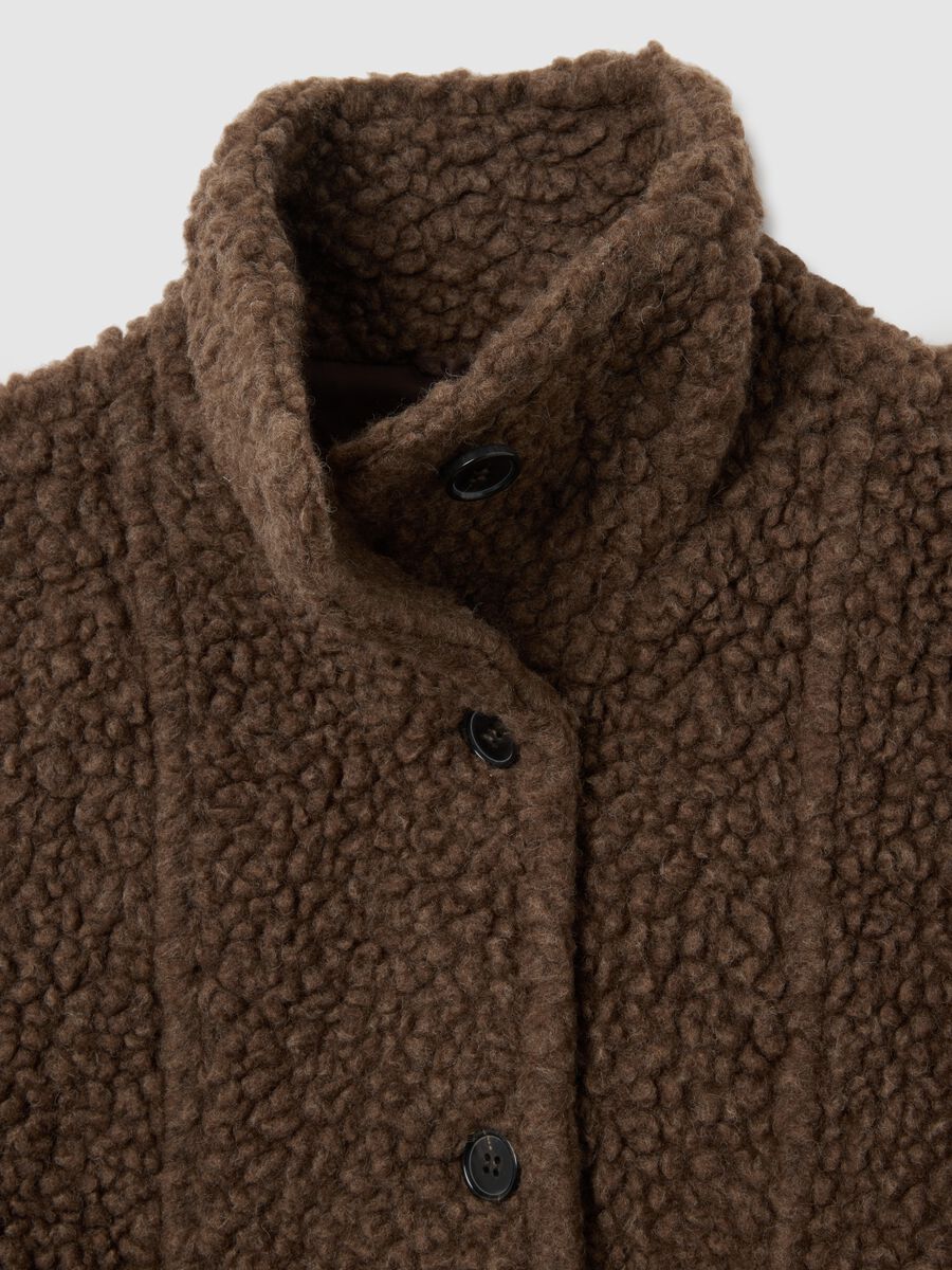 Brown wool blend over-fit jacket with buttons_1