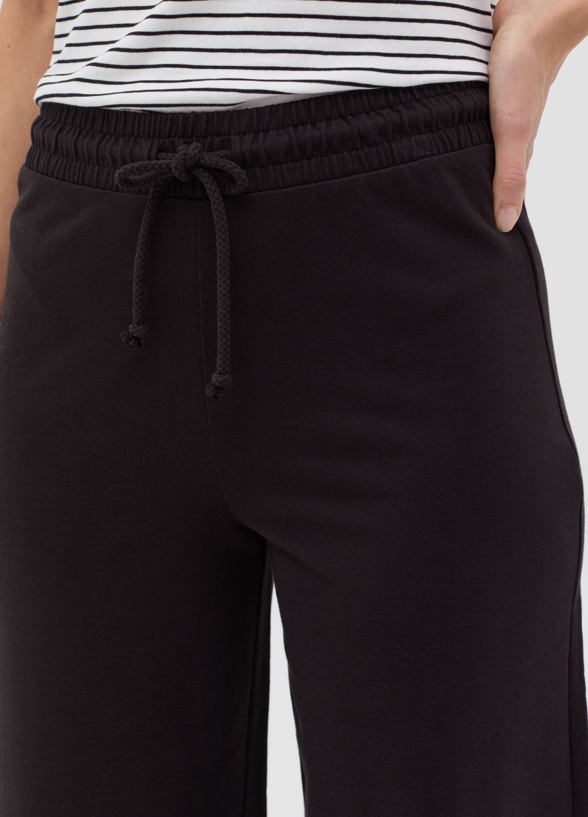 Wide-leg joggers in fleece