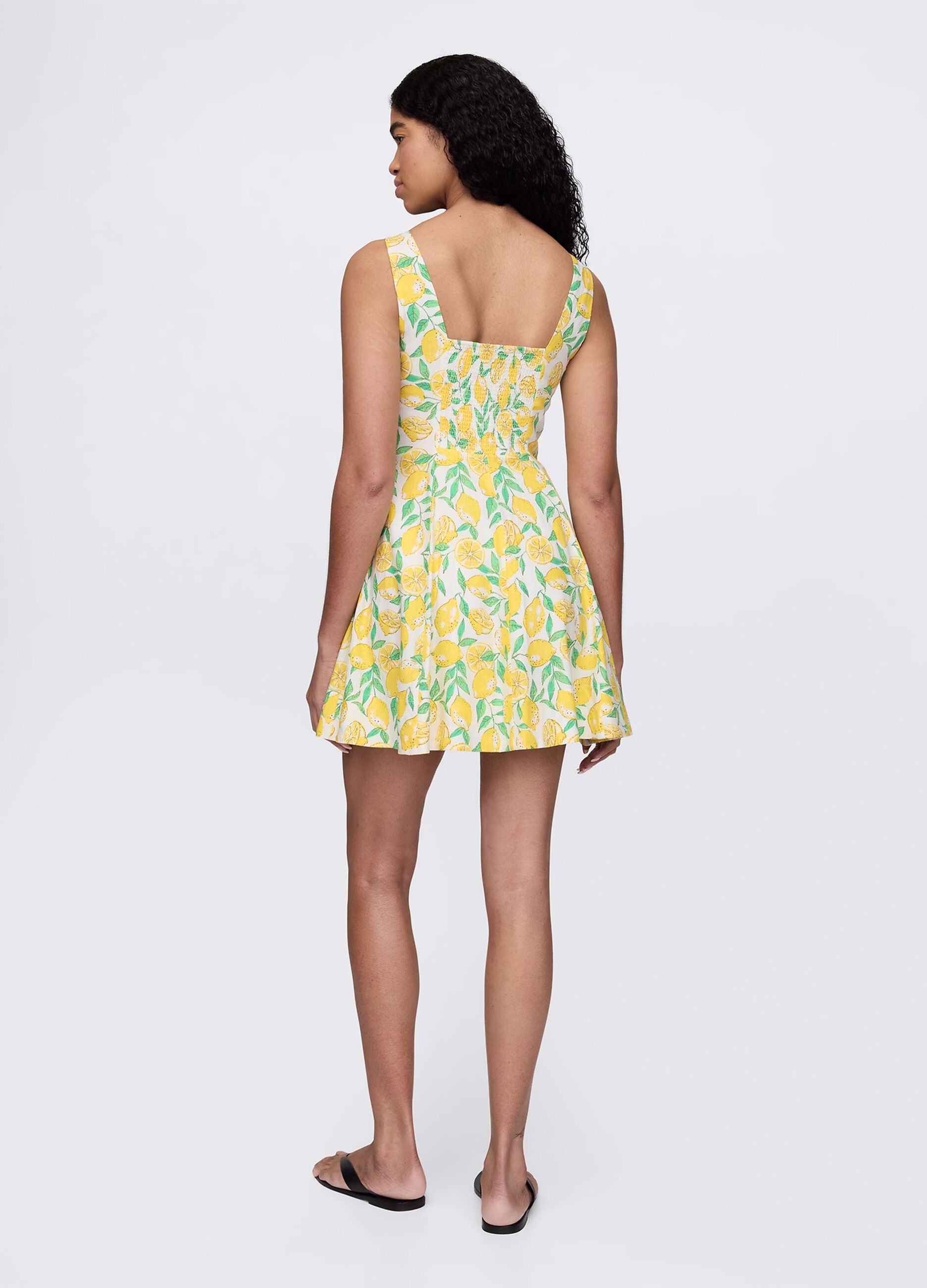 Short multicoloured dress with lemons pattern