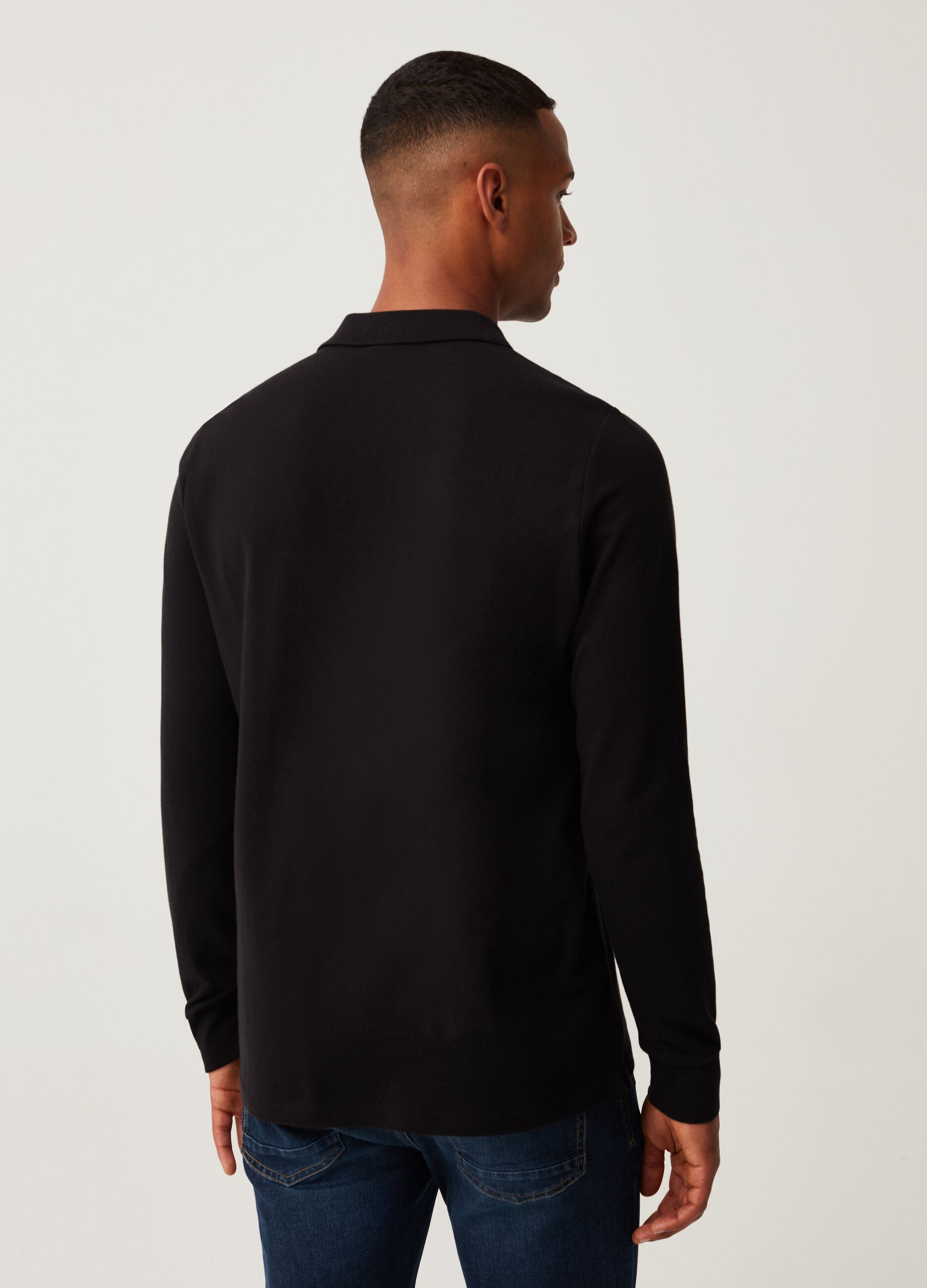Polo in cotone piquet maniche lunghe_2