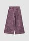 Pantaloni viola wide leg in puro cotone con fantasia animalier per bambina_1