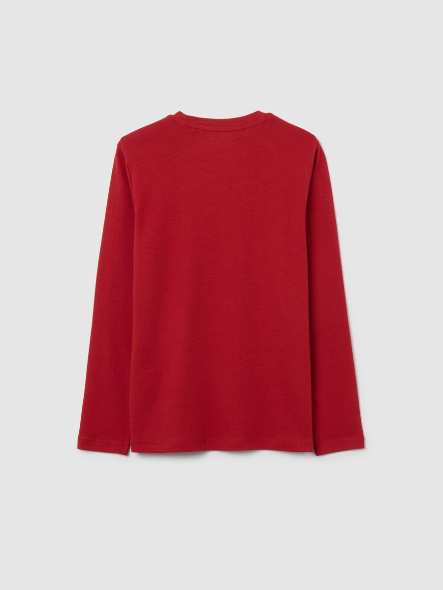 Boys' long sleeve red t-shirt in pure cotton regular fit_1