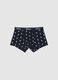 Blue Stretch Cotton Regular Fit Boxer Shorts with Print_0