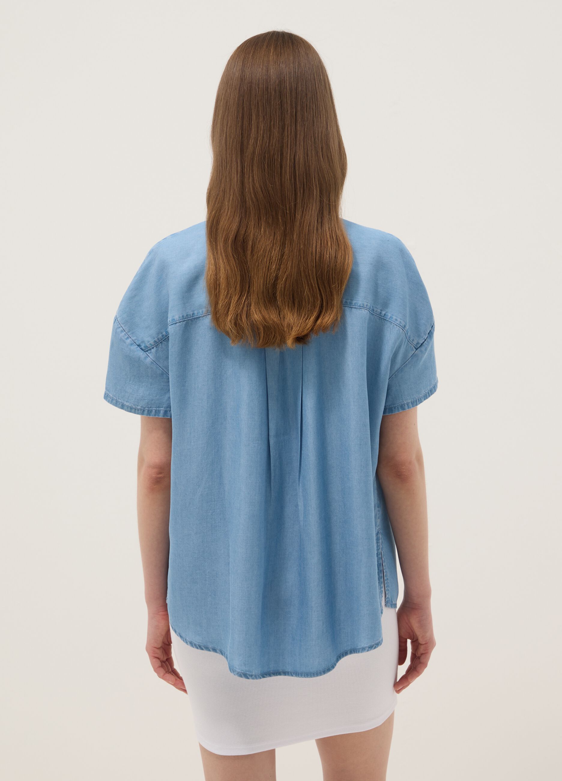 Sky blue pure lyocell shirt