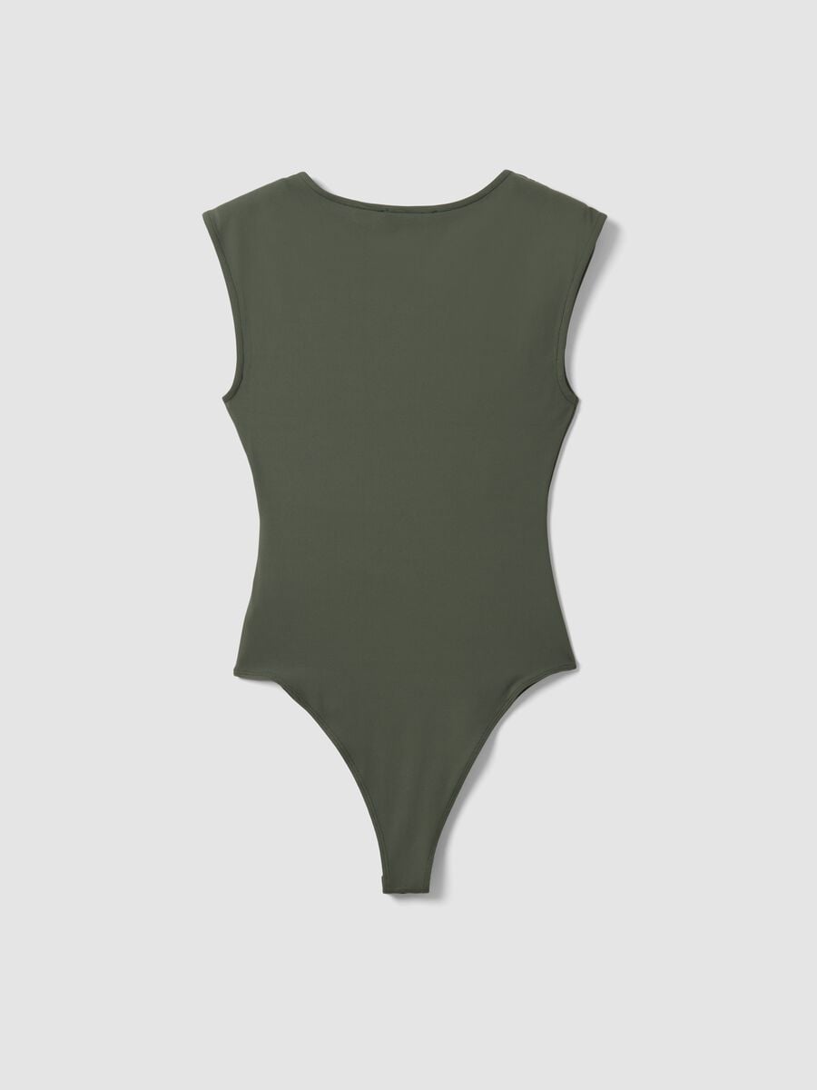 Body verde in tessuto elasticizzato con arricciature regular fit_6