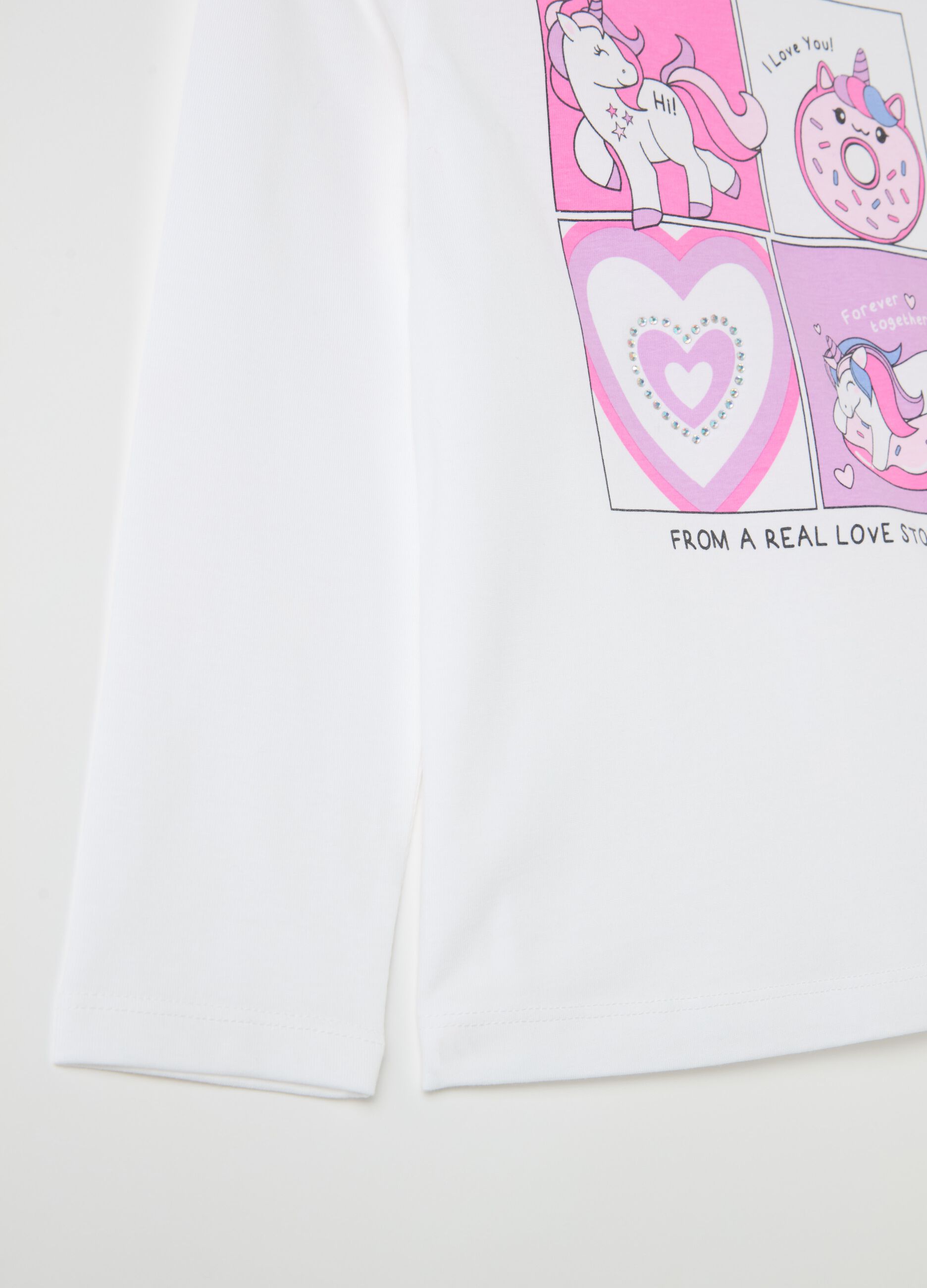 Long-sleeved T-shirt with unicorn print