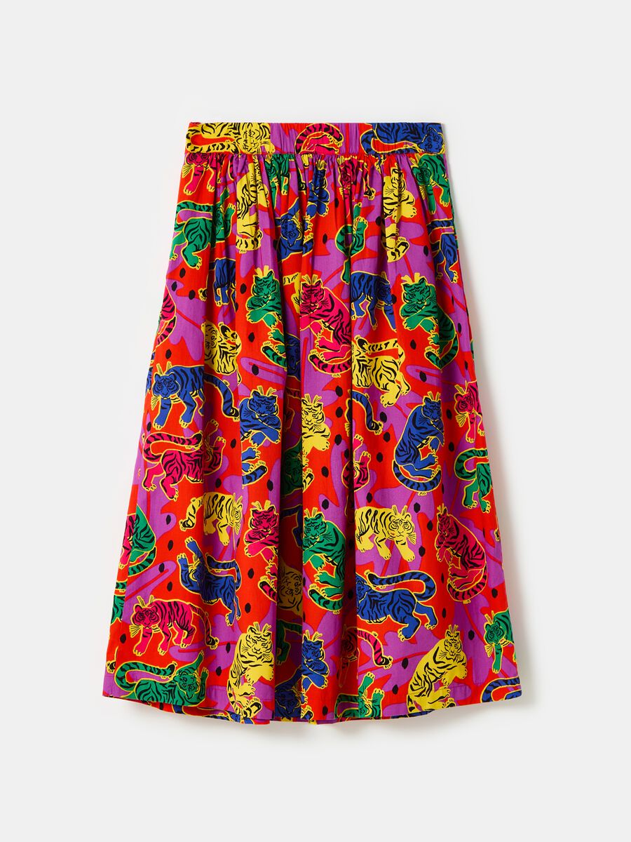 Full midi skirt with tigers print_4