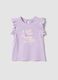 Purple organic cotton girls&rsquo; tank top with print and ruffles_0