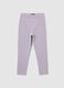 Pantaloni da bambina in misto cotone elasticizzato viola slim fit_0