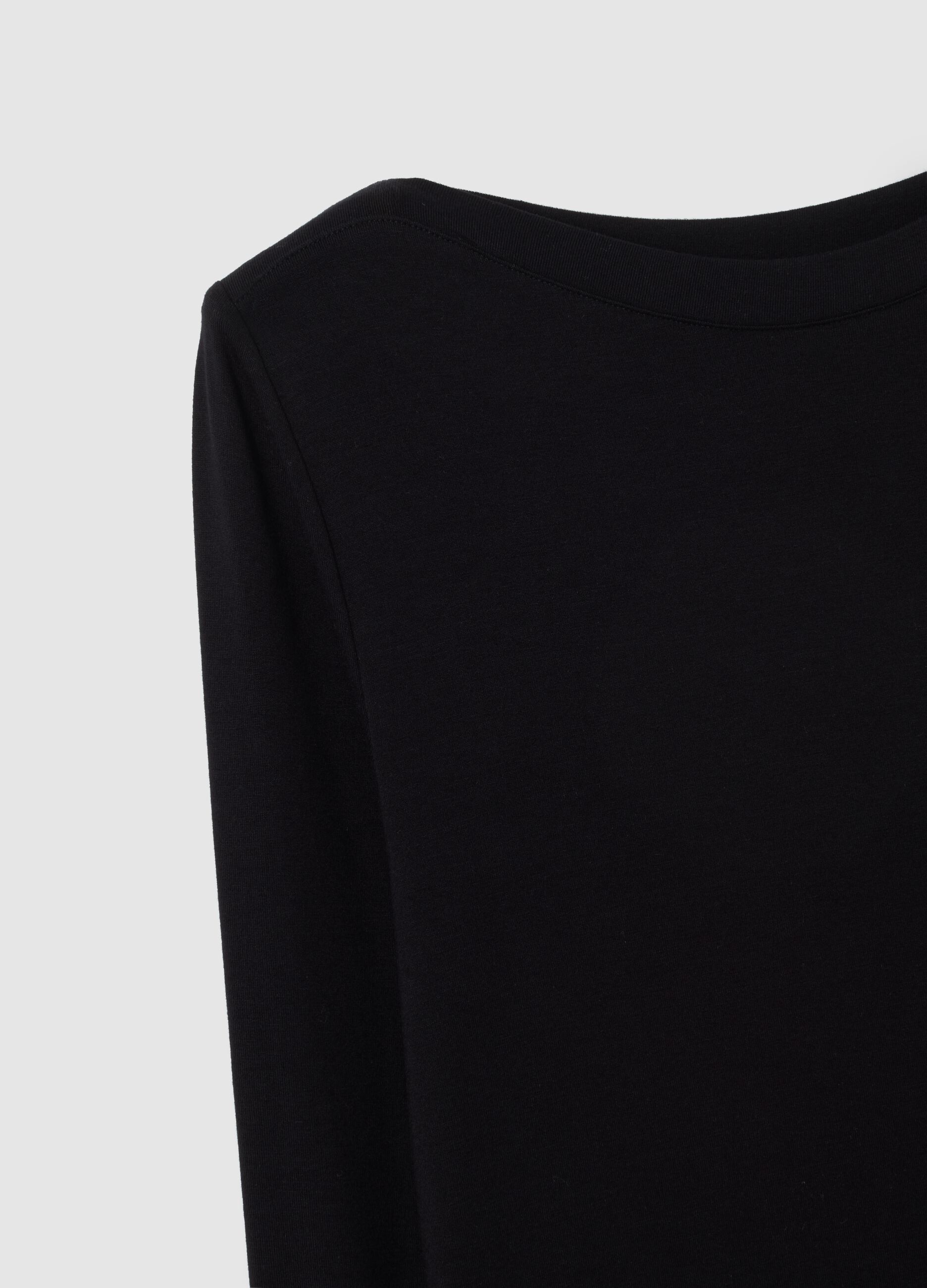 Black Stretch Fabric T-Shirt Regular Fit