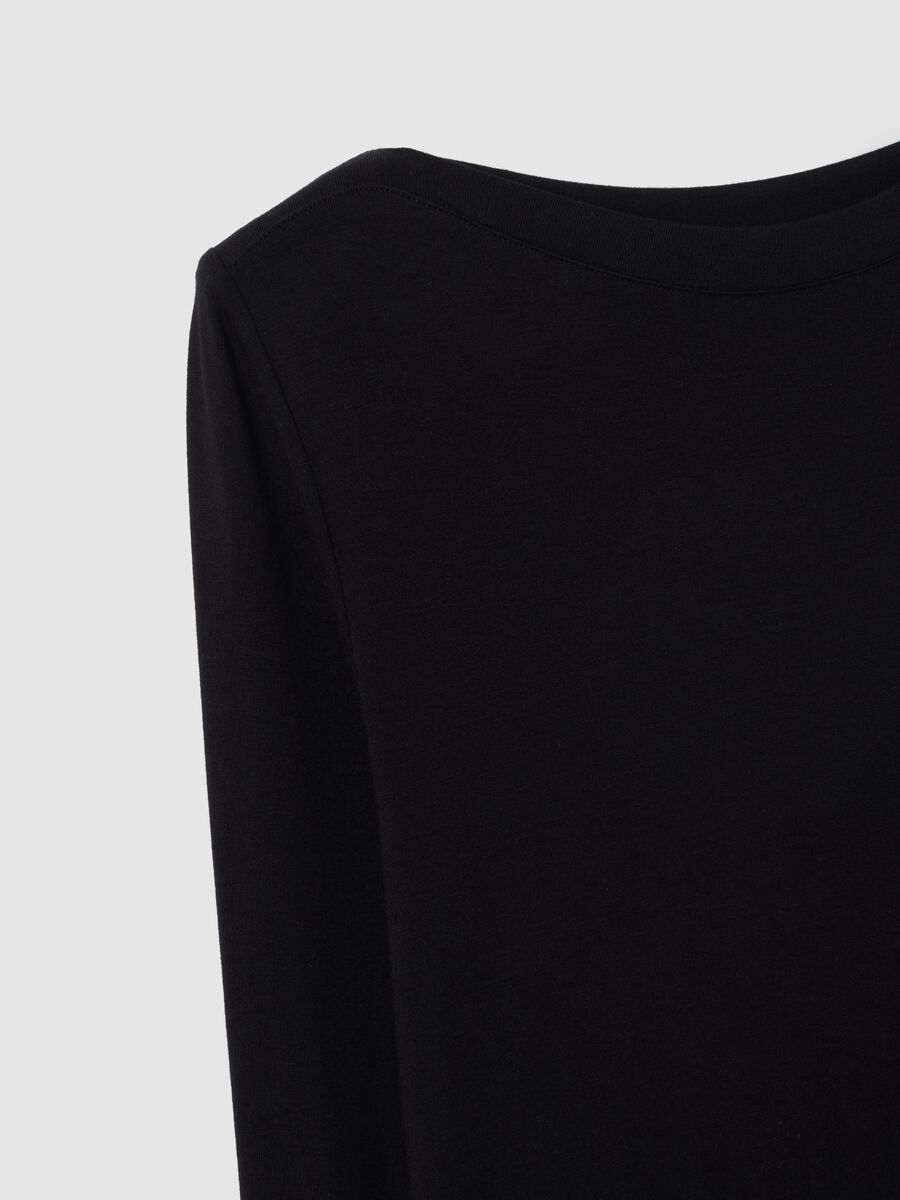 Black Stretch Fabric T-Shirt Regular Fit_5