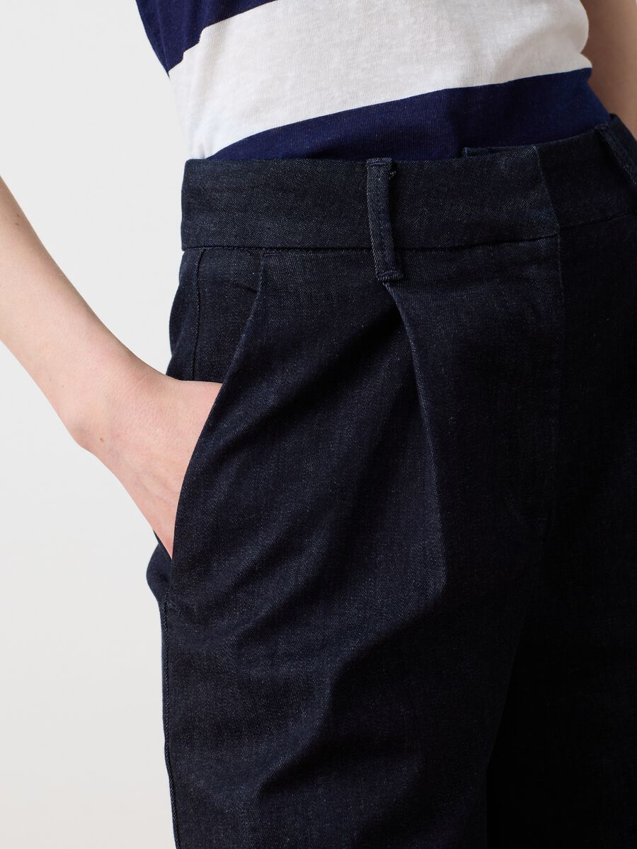 Women's Wide Leg Denim Blue Shorts_2