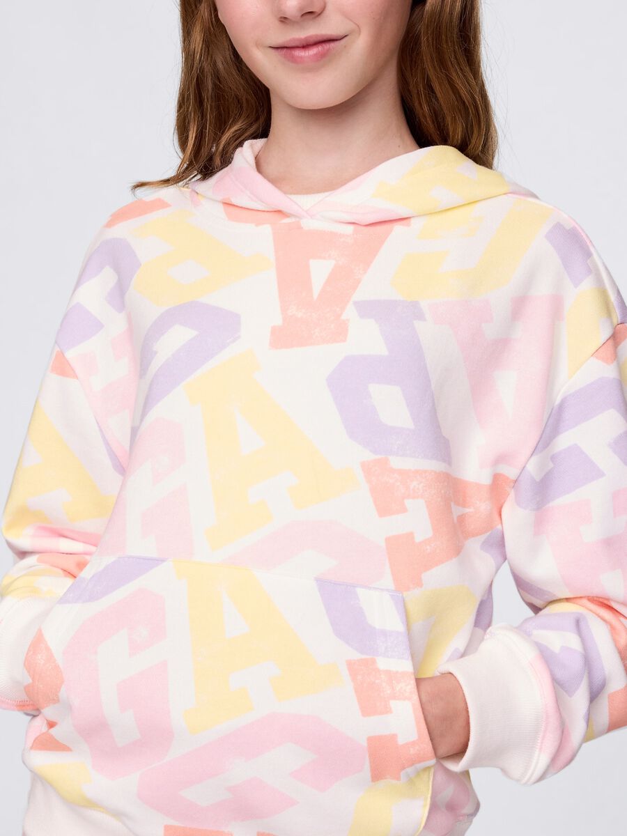 White sweatshirt with hood and logo print_3