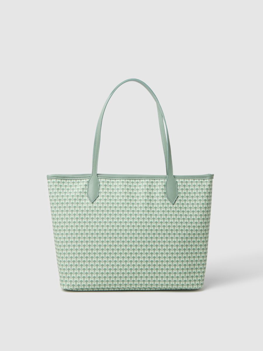 Green tote bag with geometric motif_0