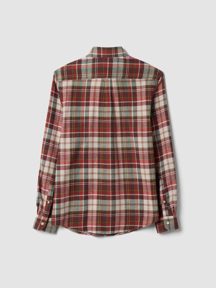 Camicia flanella arancione e verde in puro cotone a quadri regular fit_2
