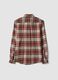 Orange and green checked pure cotton flannel shirt, regular fit_2