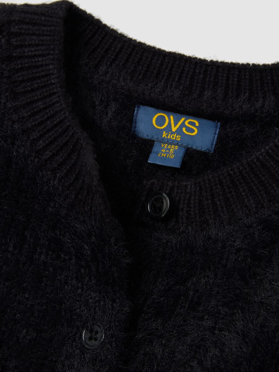 Girls' black regular fit cardigan with buttons_2