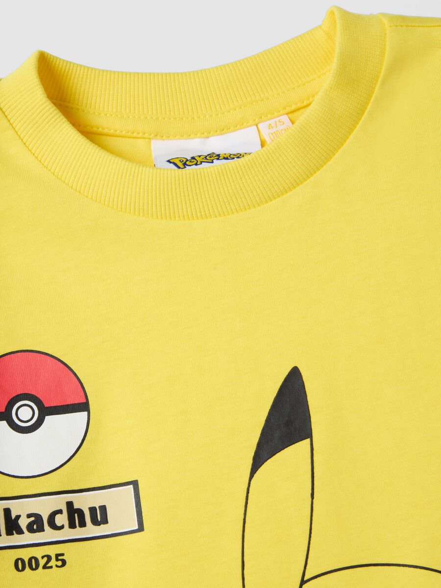 T-shirt in puro cotone gialla da bambino regular fit con Pikachu_2