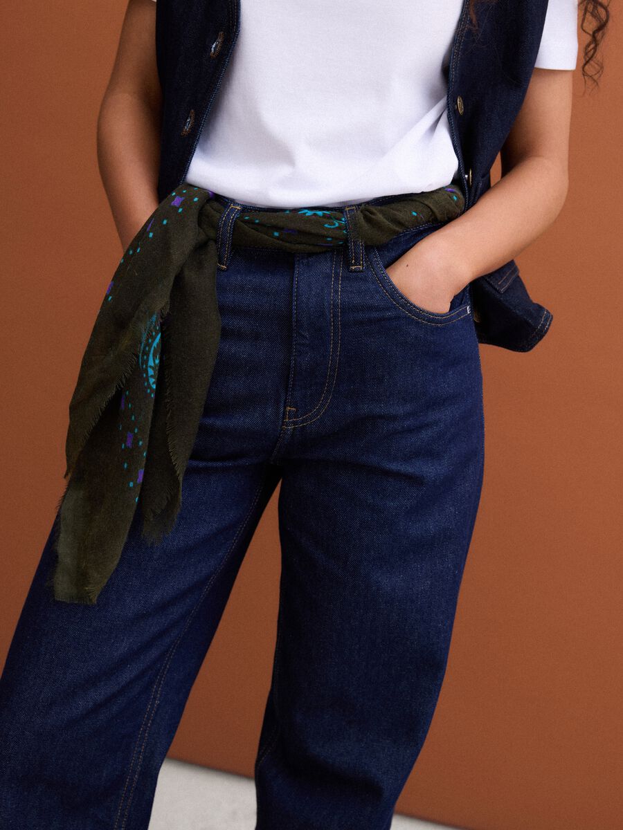 Jeans denim blu in puro cotone straight fit_2