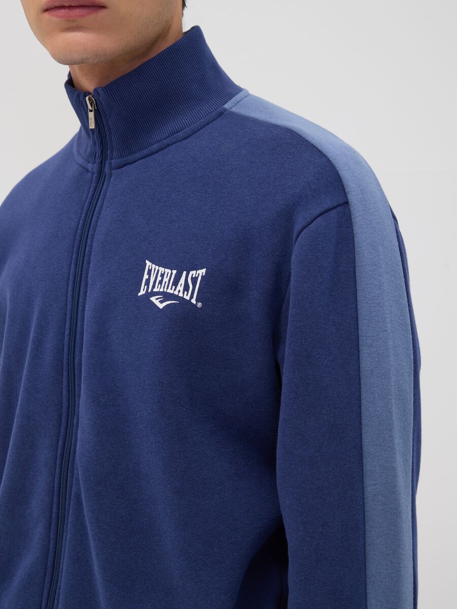 Navy full-zip cotton-blend hoodie with logo_2