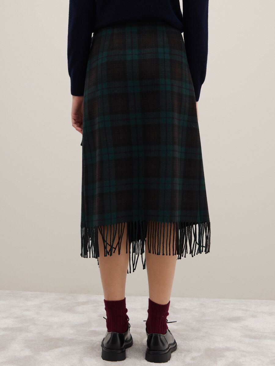 Gonna scozzese a quadri multicolor regular fit con frange_2