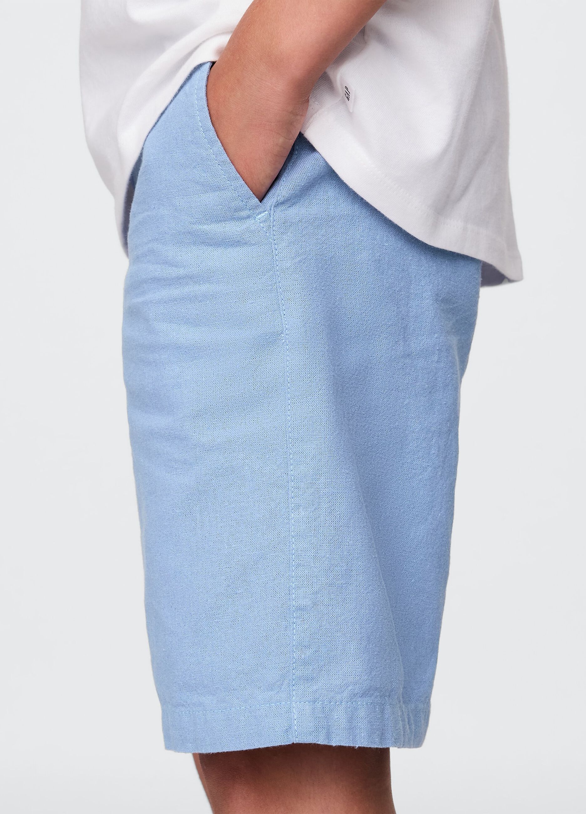 Blue linen and cotton shorts for children