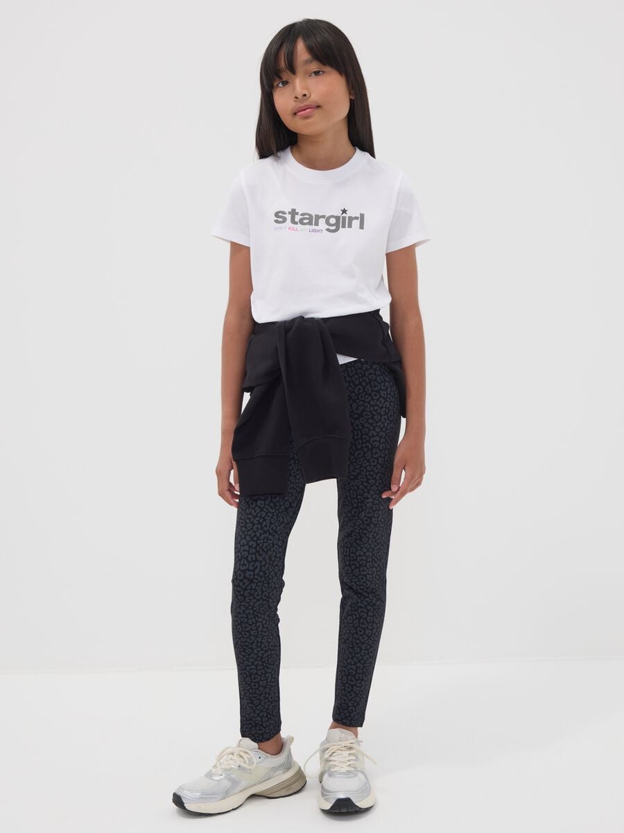 Leggings neri in cotone jersey organico elasticizzato skinny fit per ragazza_1