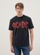 Black pure cotton regular fit T-shirt with AC/DC logo_3