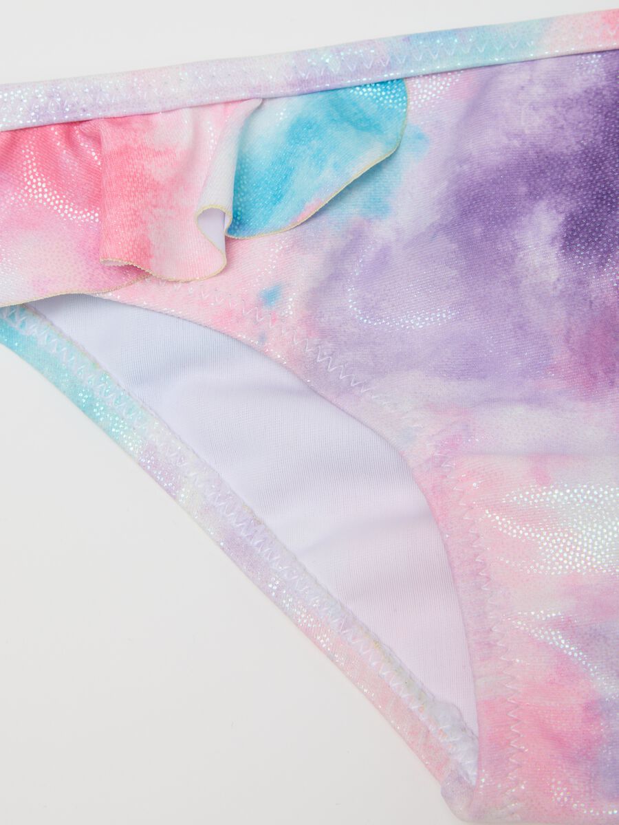 Girls' bikini briefs in multicolour stretch fabric with ruffles_3