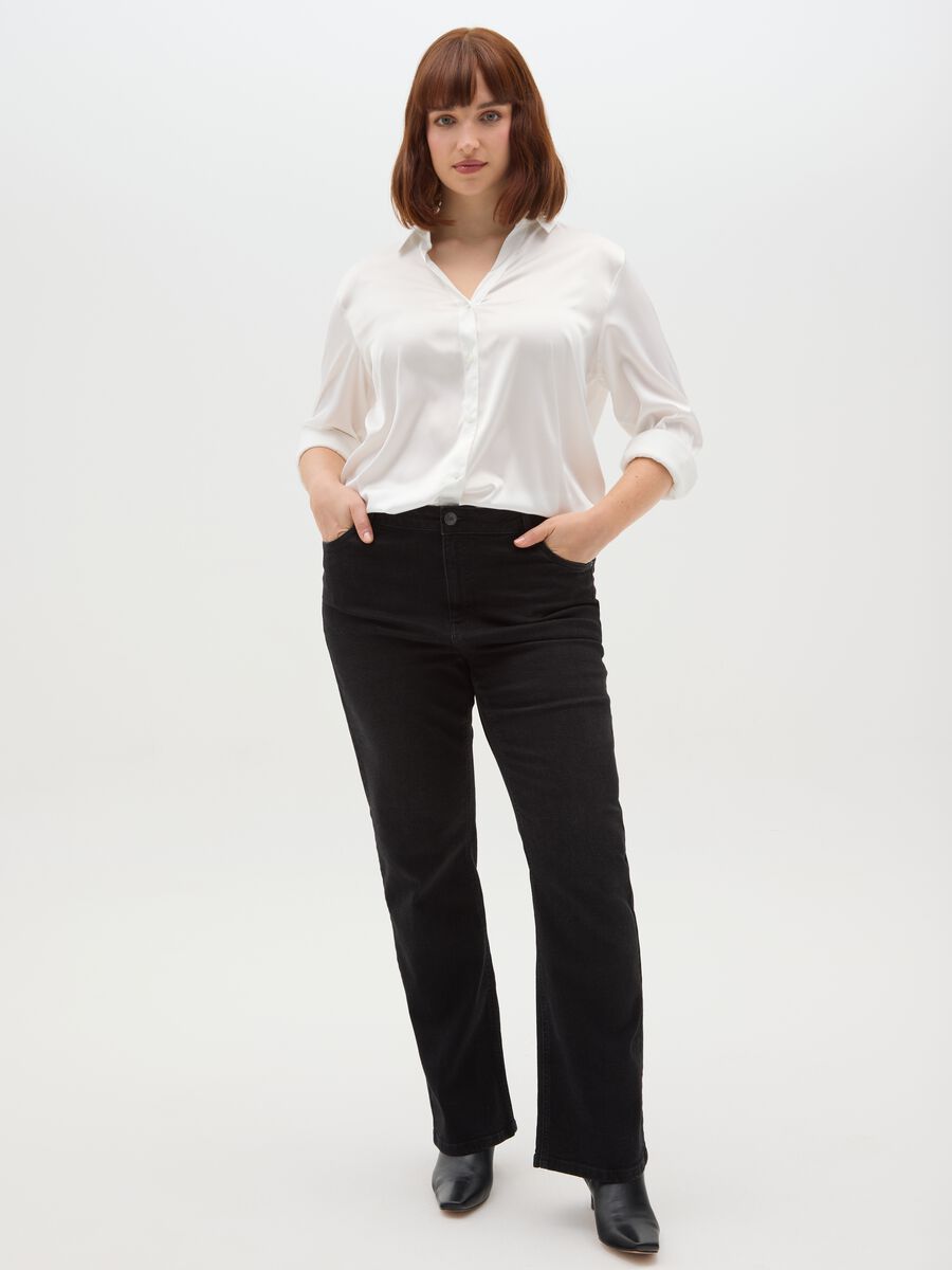 Black Stretch Bootcut Trousers_0