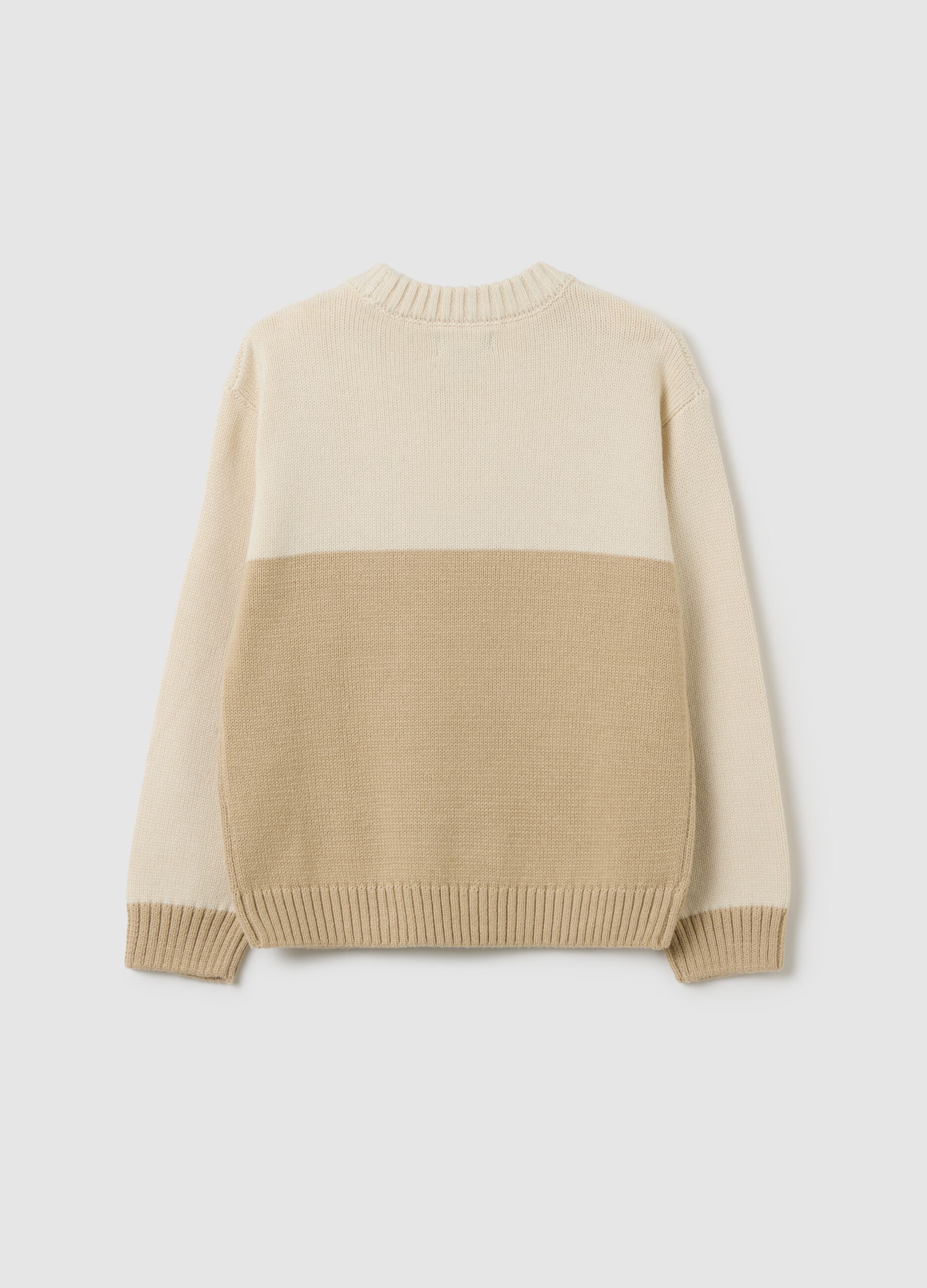Beige regular fit children's sweater in cotton blend