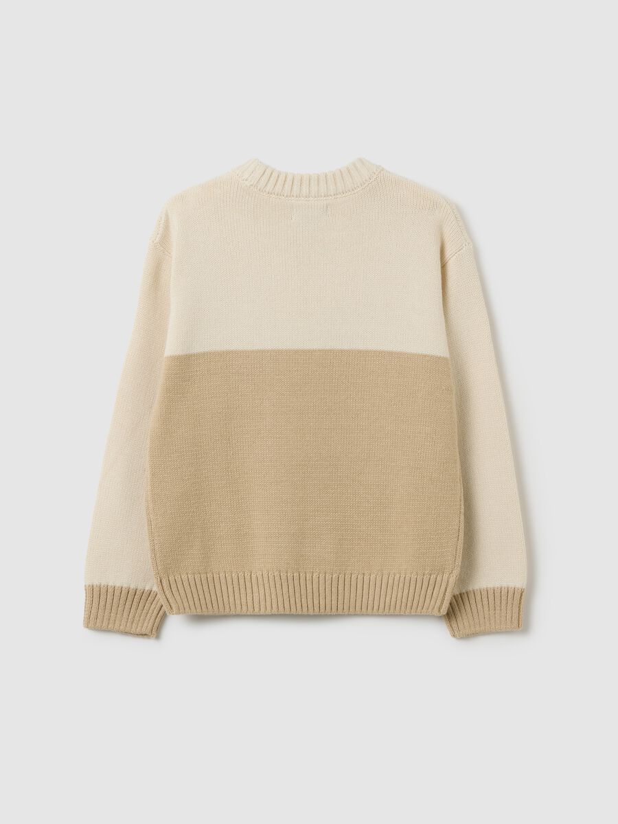 Beige regular fit children's sweater in cotton blend_1