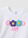 Girls' White Pure Cotton Boxy Fit T-shirt with Beaded Flowers_3