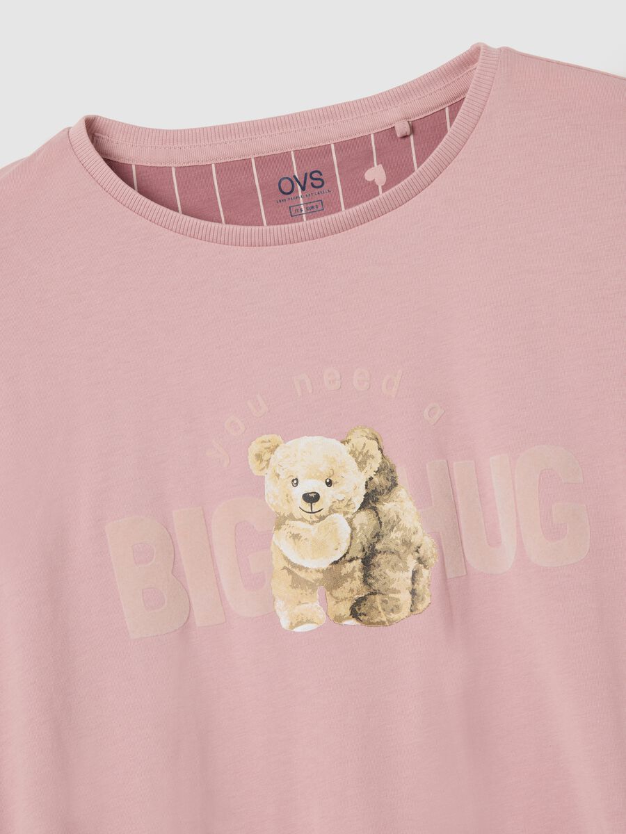 Pink striped pure cotton pyjama regular fit with print_5