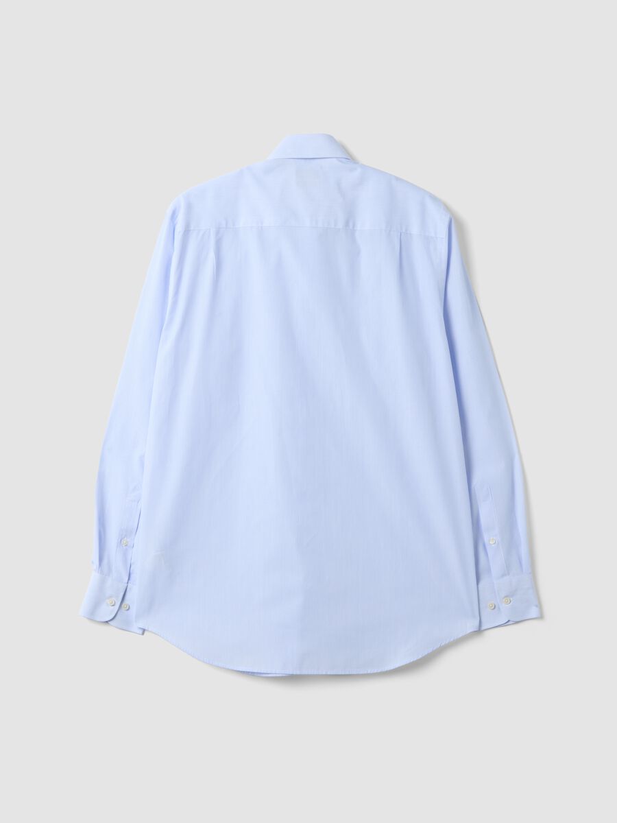 Camicia azzurra in misto cotone a righe sottili easy iron regular fit_6