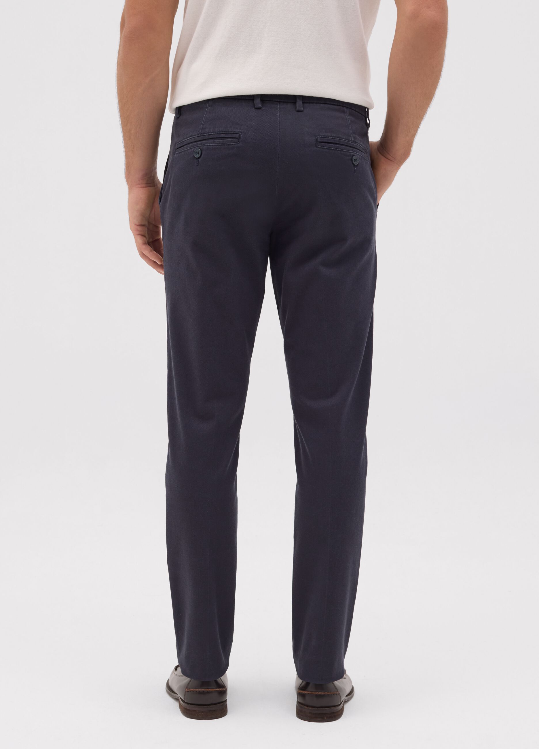 Pantaloni da uomo in cotone elasticizzato blu slim fit