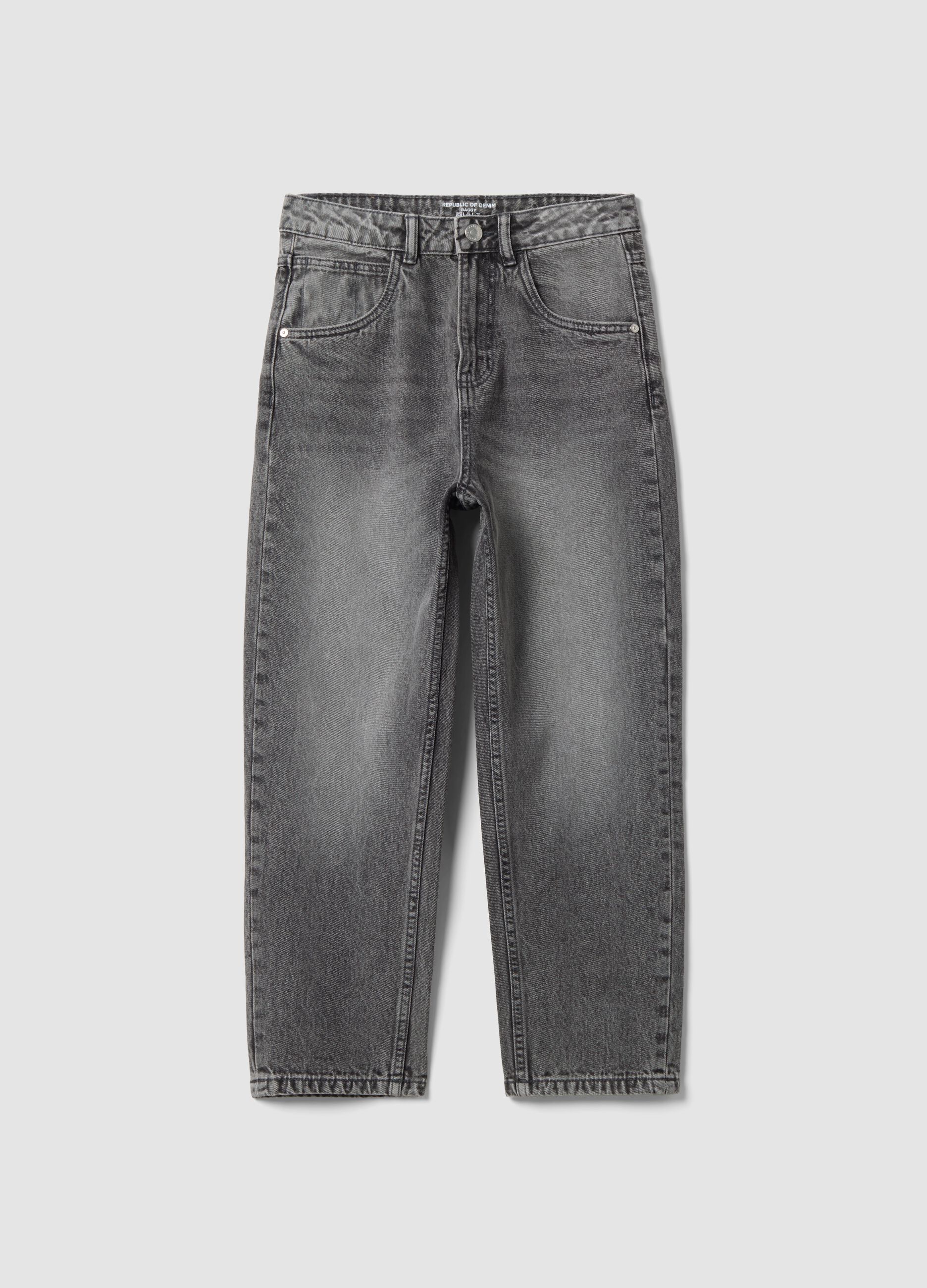 Grey pure-cotton baggy-fit jeans for boys