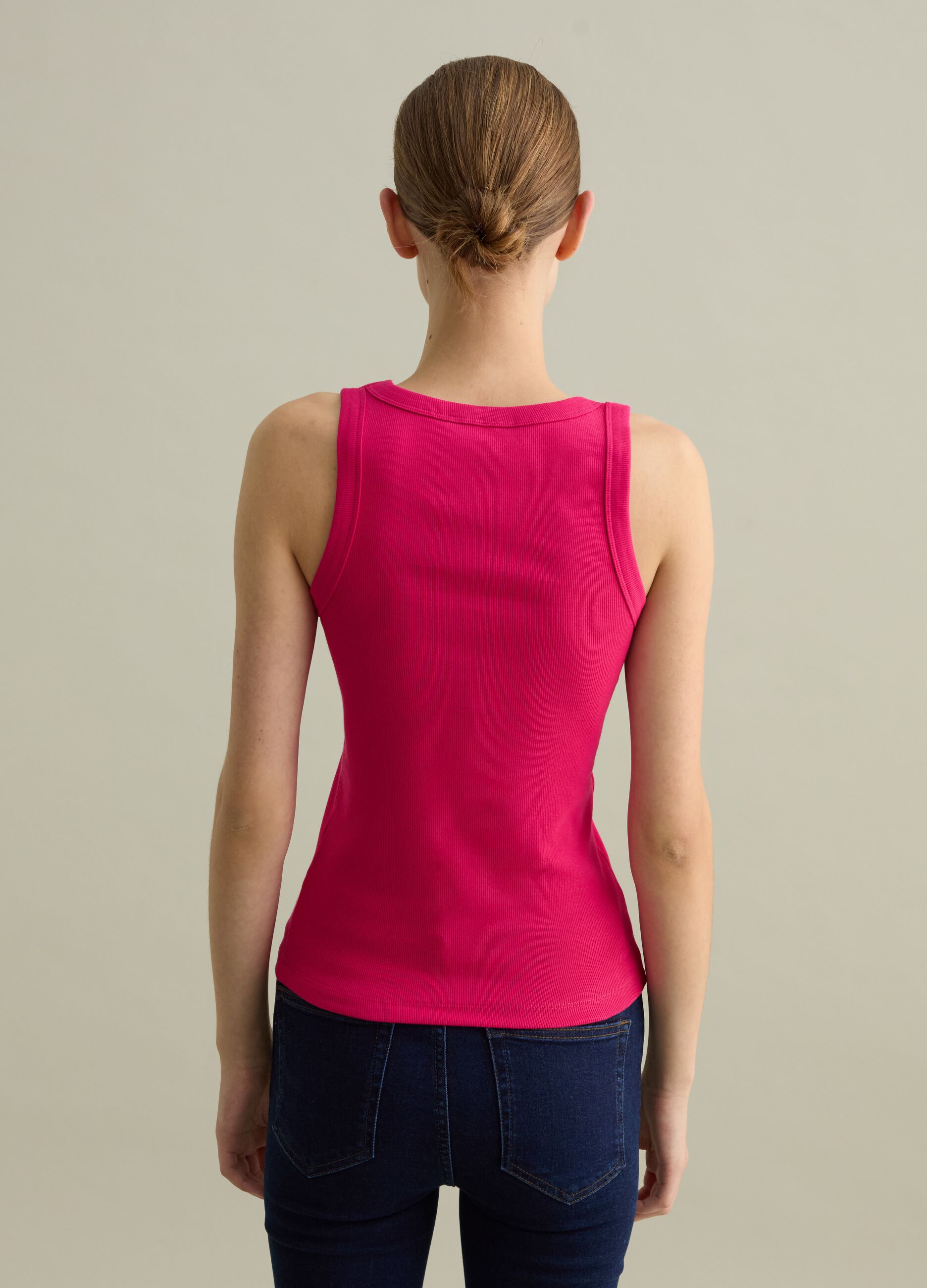Fuchsia ribbed tank top