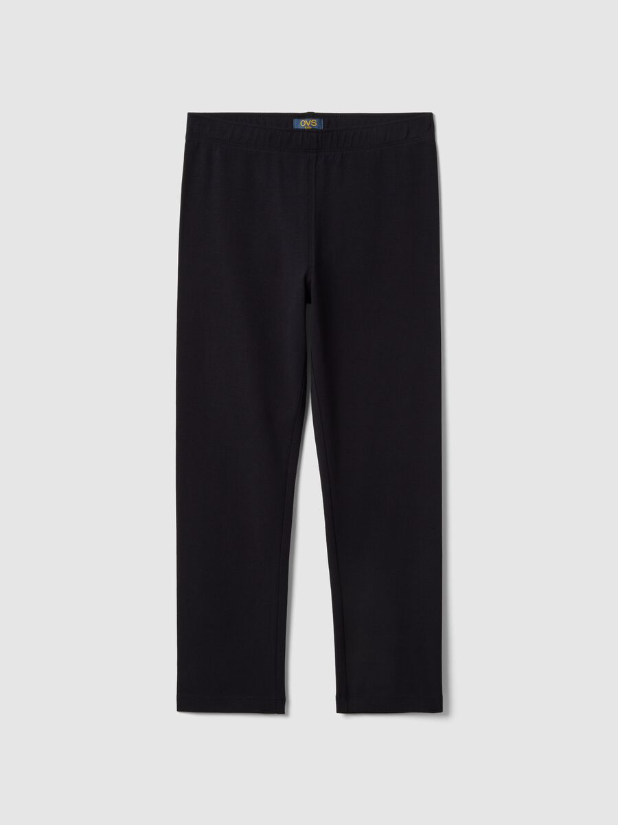 Leggings skinny in misto cotone neri da ragazza_0