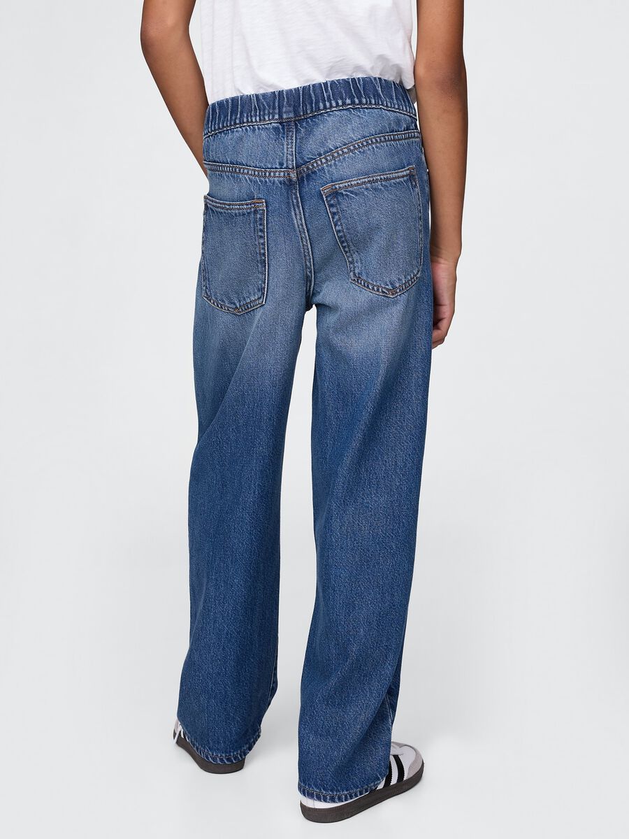 Wide Blue Denim Jeans with Elastic Waist_2
