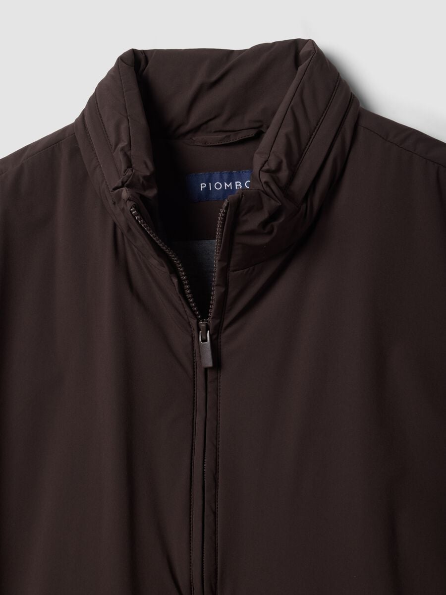 Brown stretch-fabric gilet with zip_2