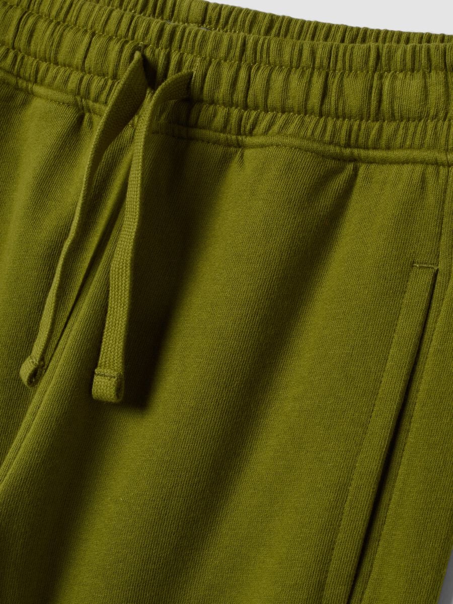 Green pure cotton joggers with elasticated cuffs_3