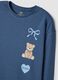 Blue pure organic cotton pyjamas with teddy bear for girls_2