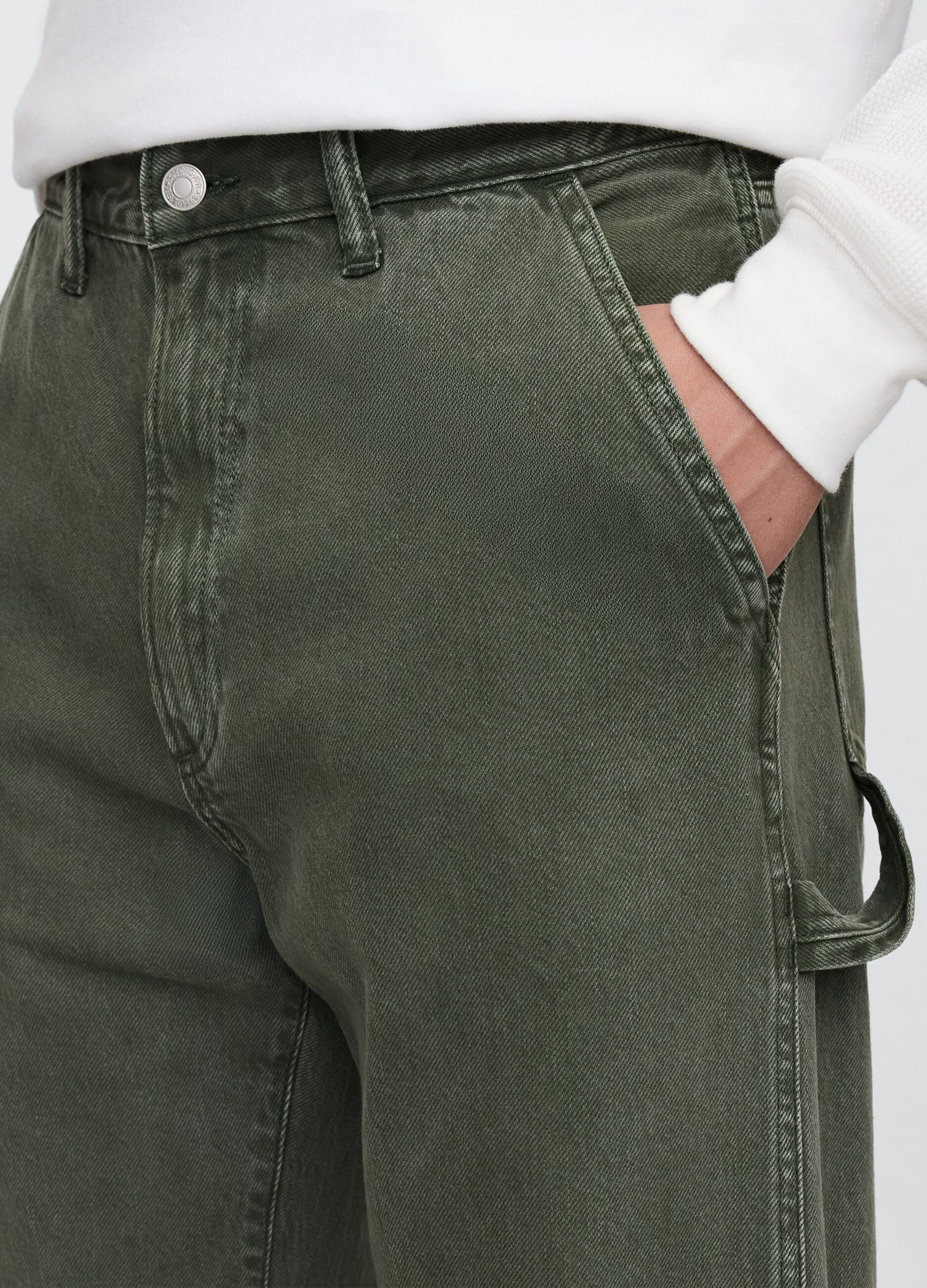 Pantaloni cargo larghi verde in misto cotone