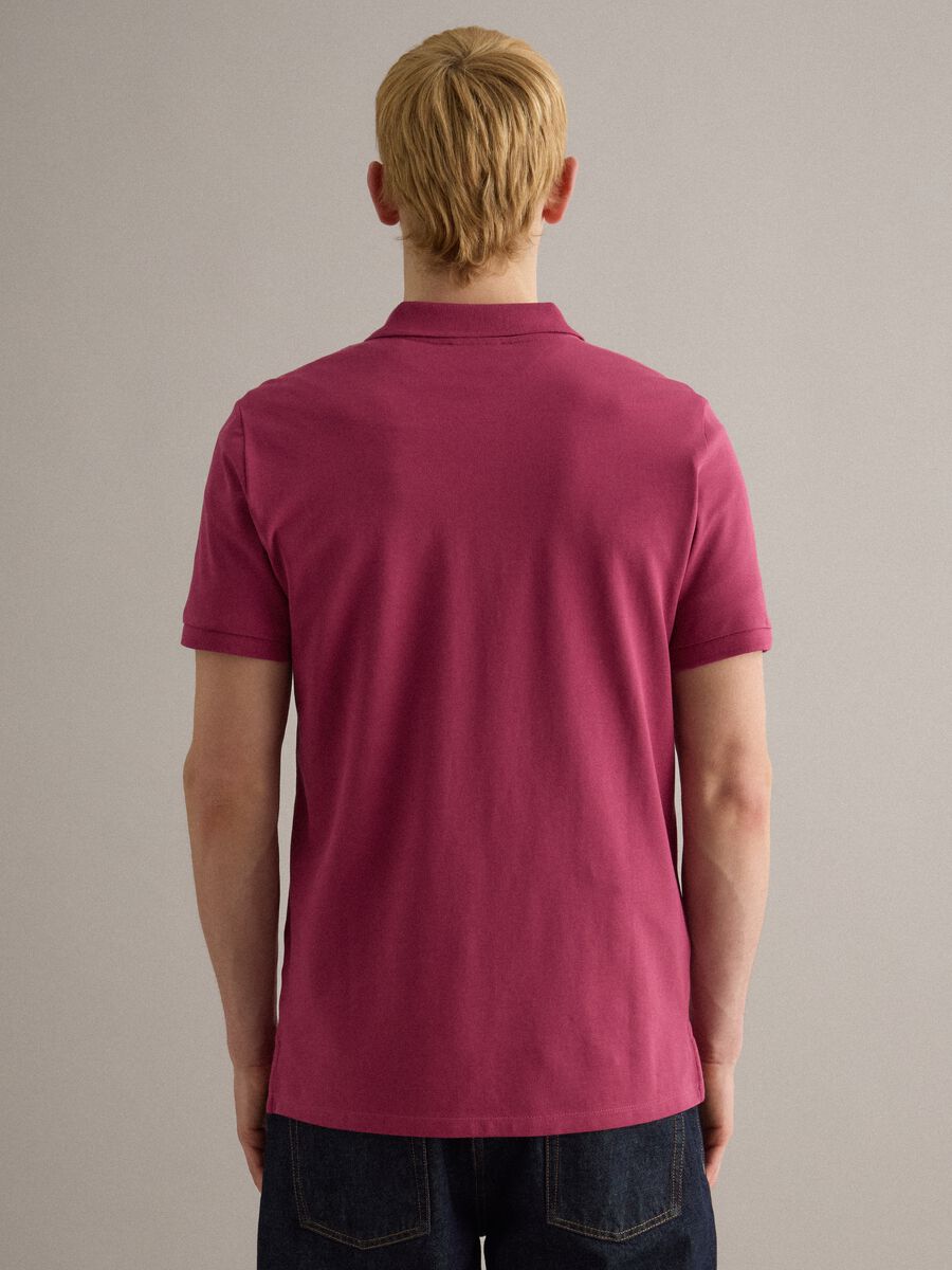 Short-sleeved pure cotton pink polo shirt regular fit_3
