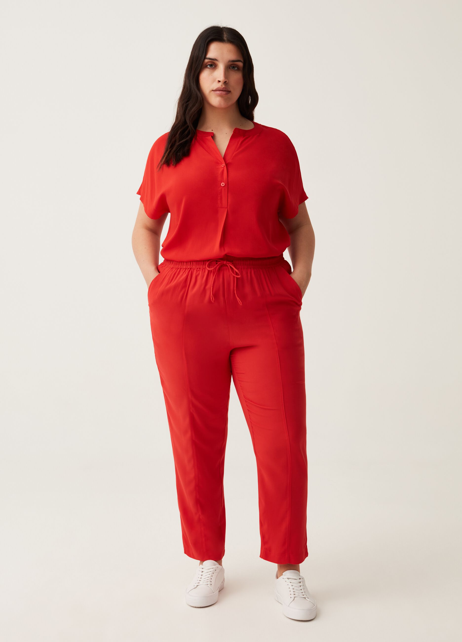 Joggers in viscosa con coulisse Curvy MYA_0