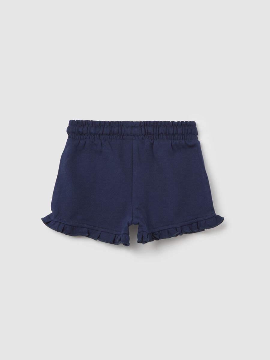 Blue Cotton Shorts with Fagottino Ruffles_1