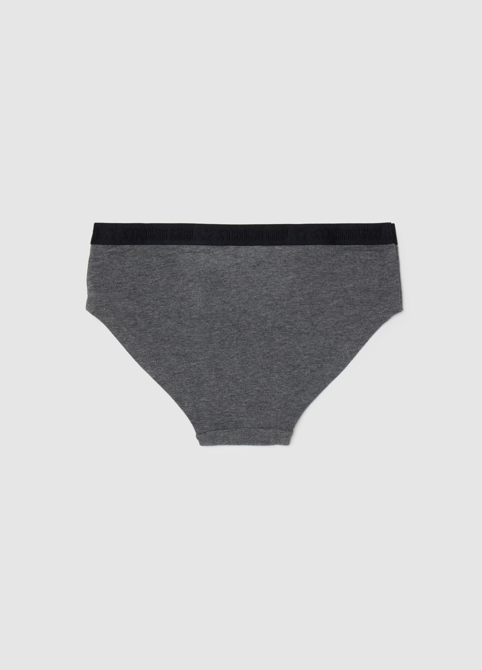 Girls' grey cotton briefs regular fit